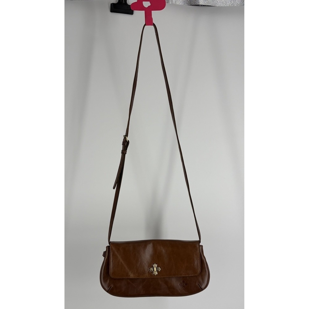 Patricia Nash Caprina Crossbody Clutch Bag Cognac Distressed Leather Boho - Picture 2 of 13